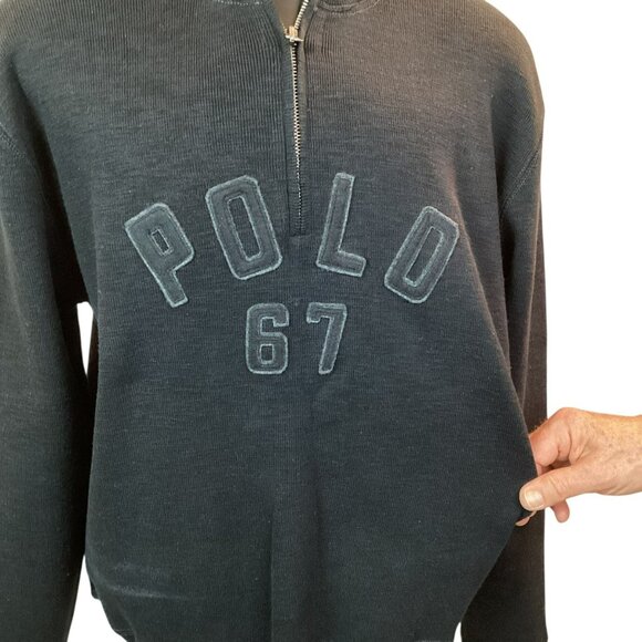 Polo Ralph Lauren Mens Medium Half-Zip Pullover Sweatshirt Black - Picture 6 of 9